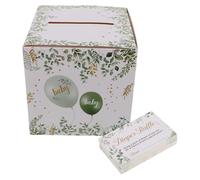 TOBBOMEY Shower Diaper Raffle Game with Greenery Tickets and Card Box Leaves Design Insert Invitations for Birthday and Shower Party Decorations Safe Material Versatile Celebration Use