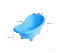 TOBBOMEY Small Blue Hamster Bathtub Pet Bath Basin for Hamster and Small Rodents Portable Bath Tub and Cage Use
