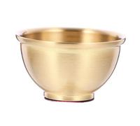 TOBBOMEY Small Brass Copper Bowl for Religious Offering and Holy Water Portable Worship Utensil with Polished Smooth Edges Corrosion-Resistant Decorative Adornment for Home and Temple Use