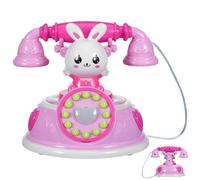 TOBBOMEY Small Pink Retro Simulation Telephone, Interactive Educational Playhouse Phone, Cartoon Rabbit Design Pretend Play for Early Learning and Role Play