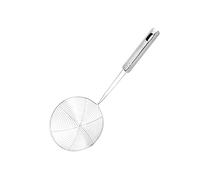TOBBOMEY Stainless Steel Mesh Skimmer Ladle with Long Handle Rust Pasta Strainer Spoon for Noodles Spaetzle Chips Frying and Cooking Dishwasher Safe Kitchen Strainer with Hanging