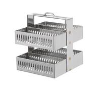 TOBBOMEY Stainless Steel Microscope Slide Staining Rack Holder for Lab Use Glass Slide Organizer with Stable Base for Research Experiments