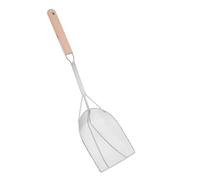 TOBBOMEY Stainless Steel Oil Skimmer with Wooden Handle for Frying and Boiling Nonwelded Construction Skimmer Spoon for Efficient Straining of French Fries Donuts Hot Pot Seafood and