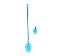 TOBBOMEY Telescopic Fishing Pole with Bait Throwing Spoon Mini Blue Compact Carp Feeder for Precise Bait Placement Aluminum Alloy and Silicone Portable Lightweight Design for Beginners and