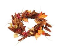 TOBBOMEY Thanksgiving Fall Wreath 13.8 Artificial Maple Leaf Acorn Berry Garland Autumn Harvest Door Porch Wall Decor for Indoor Outdoor Seasonal Home