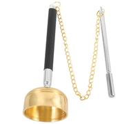 TOBBOMEY Traditional Buddhism Brass Hand Bell with Extendable Rods and Chain, Prayer Percussion Instrument for Meditation and Temple Use, Random Color Chain, Handheld Buddhist Ritual Bell