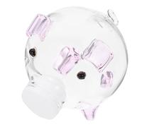 TOBBOMEY Transparent Glass Piggy Bank Cute Pig Shape Coin Box for Boys Clear Desktop Money Saver Encourages Saving Habits Birthday Christmas