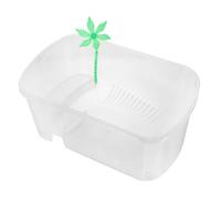 TOBBOMEY Turtle Tank with Platform Plastic Breeding Box for Red-Eared Slider with Feeding Area and Climbing Platform Indoor Reptile Habitat Aquarium