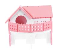 TOBBOMEY Two-storey Hamster House Double Layers Hideout Small Pet Playground Fun Hut for Hamsters Mice and Small Animals Pink White