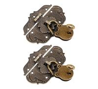 TOBBOMEY Vintage Alloy Decorative Latch Mini Bear Padlock Set 2pcs Retro Jewelry Box Lock Heart-Shaped Key Small Wood Box Latches for Cabinets Drawers