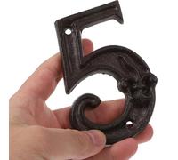 TOBBOMEY Vintage Cast Iron Door Number 5 Metal Address Number Plaque for House Mailbox Sign Outdoor Use