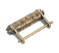 TOBBOMEY Vintage Chinese Ancient Style Combination Password Padlock Small Engraved Retro Lock with Traditional Characters Decorative Antique Cabinet Lock for Jewelry Boxes and Suitcases