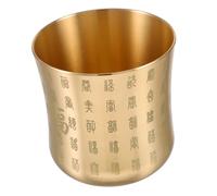 TOBBOMEY Vintage Chinese Copper Tea Cup with Laser Engraved Dragon Phoenix Pattern Solid Brass Material for Office Decor and Household Liquor Mug Reusable Classic Metal Carving Cup with