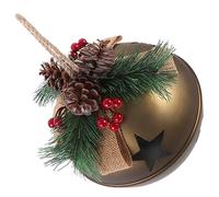 TOBBOMEY Vintage Large Christmas Bell Ornament Iron Art Hanging Decor for Xmas Tree Berry Pine Cone Style Pendant Rustic Holiday Decoration for Home Shop Office Winter Party Ambiance