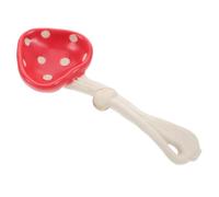 TOBBOMEY Vintage Red Mushroom Ceramic Sauce Spoon Underglaze Asian Soup Spoon for Rice Noodles Dessert Gravy Charming Kitchen Accessory with Playful Design
