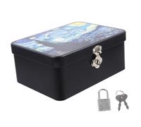 TOBBOMEY Vintage Storage Box Organizer Lock Key Retro Large Organiser Container Portable Boxes Style Jewelry Stylish Shape Code Suggestion Data Metal Storage Tins Tinplate