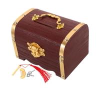 TOBBOMEY Vintage Style Small Wooden Pirate Treasure Chest Box with Secure Lock for Jewelry Storage Multifunctional Trinket Organizer and Sundries Keeper Home Decor Gift for Christmas and
