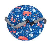 TOBBOMEY Water-Resistant Toddler Booster Seat Cushion Round 34cm Diameter x 8cm Thick High Chair Pad Sponge Elevation Blue Animal Pattern for Dining Chairs