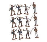 TOBBOMEY Western Cowboy Figurines Toy Figures 12Pcs Mini Wild West Figures Plastic Cowboy Figures for Play Figure Playsets Western Party Decorations Cake Toppers Educational Toy Set