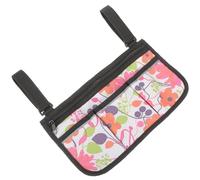 TOBBOMEY Wheelchair Armrest Hanging Bag Small Red Floral Pattern Side Storage Pouch with Strap for Seniors Walker Accessories Convenient Organizer