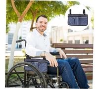 TOBBOMEY Wheelchair Side Pouch with Hook and Loop Strap for Scooter Walker Rollator Portable Armrest Storage Bag in Precise Stitching for Mobility Aid Accessories