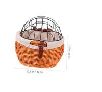 TOBBOMEY Wicker Woven Bike Basket with Iron Cover Capacity Storage Container Front Carrier for Cats Dogs Suitable for All Bikes Easy to Install and Remove Random Color