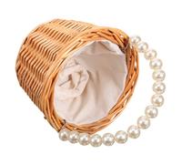 TOBBOMEY Wicker Woven Handheld Basket Small Decorative Flower Girl Basket for Wedding Parties and Lightweight Storage with Delicate Texture for Petals and Display
