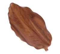 TOBBOMEY Wood Leaf Shaped Serving Tray Artistic Dinner Plate for Food Presentation Multipurpose Wooden Platter for Cookies Pizza Breakfast Tea Home Gatherings