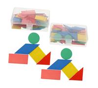 TOBBOMEY Wood Shape Puzzle Toy Educational Geometry Jigsaw for Boys and Girls Toddlers 50pcs Set 2 Packs Squares Rectangles Circles Triangles for Early Learning