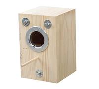 TOBBOMEY Wooden Bird Breeding Box Square Nesting Habitat for Budgies Parakeets and Canaries Bird Incubator User-Friendly Design