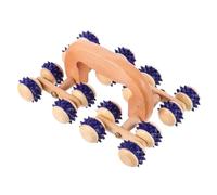 TOBBOMEY Wooden Body Massage Roller Stick with 16 Rollers, Handheld Full-Body Muscle Massager for Relief and Meridian Therapy, Portable Natural Wood Back and Neck Relaxation Random Color