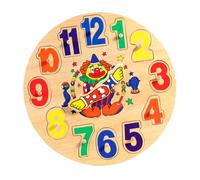 TOBBOMEY Wooden Clock Puzzle for Educational Cognitive Learning Recognition Preschool Montessori Teaching Blocks