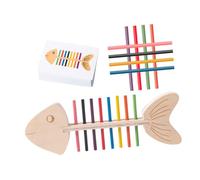 TOBBOMEY Wooden Color Sorting for Early Learning Fishbone Matching Cognitive Intelligence Educational Game for Sensory Development and Fine Motor Skills Training