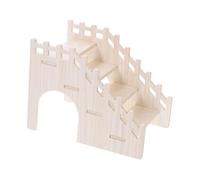 TOBBOMEY Wooden Hamster Ladder with Hideout Small Pet Climbing Ladder for Hamsters Chinchillas Multifunctional Platform and Bathroom Staircase Safe Natural Wood