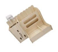 TOBBOMEY Wooden Rabbit Feeder Cage Food Bowl with 250ml Water Bottle Multifunctional Hay Rack for Guinea Pigs Chinchillas and Small Animals Household Feeding Station