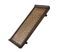 TOBBOMEY Wooden Rattan Rectangular Serving Tray for Tea Coffee Snacks, Small Thai Style Beauty Salon and Hotel Food Tray, Multifunctional Cup and Fruit Display Plate