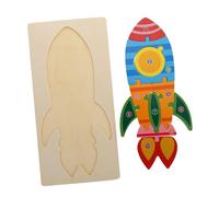 TOBBOMEY Wooden Rocket Puzzle Educational Jigsaw for Cognitive Development Hand-eye Coordination Enhancer Montessori Puzzle for Boys and Age-appropriate Learning