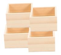 TOBBOMEY Wooden Storage Boxes 4Pcs Rustic Craft Organizers for Desktop and Office Use, Open-Top Wooden Containers for Organizing Small Items