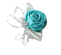 ToBe-U 2 Pcs Bridal Silk Wrist Flower with Faux Pearl Bead Stretch Bracelet Wristband