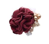 ToBe-U 2 Pcs Bridal Silk Wrist Flower with Faux Pearl Bead Stretch Bracelet Wristband