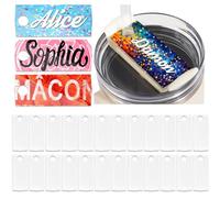 ToBeAce 24 Pcs Sublimation Name Plate Blanks Acrylic, 2.8"x1.2" for Stanley 30 oz 20 oz Tumblers H2.0, Sublimation Lid Topper Personalized Name Tag for Customized Stanley Cup, Rectangle Round Hole