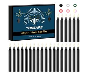 Tobeape 24 Pack Black Candles Spell Chime Candles, 4" Unscented Mini Taper Candle for Dinner Home Decor Rituals Magic Witchcraft Wiccan Altar Prayer Meditation Party