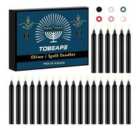 Tobeape 4" Black Spell Chime Candles 24 pcs, Unscented Mini Taper Candle