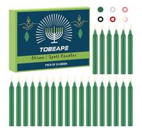 Tobeape 4" Green Spell Chime Candles 24 Pack, Unscented Mini Taper Candle