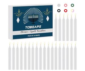 Tobeape 4" White Candles Spell Chime Candles 24 pcs, Unscented Mini Taper Candle for Christmas Pyramid Witchcraft, Wiccan Altar, Magic Tools, Rituals, Prayer, Meditation, Wedding Party Decoration