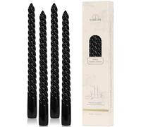 Tobeape Black Tapered Dinner Candles 4 Pack, 10 Inch Tall Twisted Decorative Table Candles, Unscented Household Wax Candles Long Burning with 8 Hour Burn Time for Home Decor Party Celebration Dining