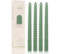 Tobeape Green Tapered Dinner Candles 4 Pack, 10 Inch Tall Twisted Decorative Table Candles, Unscented Household Wax Candles Long Burning with 8 Hour Burn Time for Home Decor Party Celebration Dining
