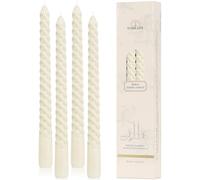 Tobeape Ivory Tapered Dinner Candles 4 Pack, 10 Inch Tall Twisted Decorative Table Candles, Unscented Household Wax Candles Long Burning with 8 Hour Burn Time for Home Decor Party Celebration Dining