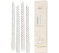 Tobeape White Tapered Dinner Candles 4 Pack, 10 Inch Tall Twisted Decorative Table Candles, Unscented Household Wax Candles Long Burning with 8 Hour Burn Time for Home Decor Party Celebration Dining