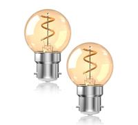 TobeBright 1W B22 LED Vintage Bayonet Night Light Bulb, 15W Incandescent Equivalent, 2200K Warm White, Mini G40 Globe Low Watt Bulbs for Night Light, Ceiling Chandelier, Non-Dimmable, 2 Pack